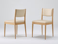 Sillas de comedor de madera y piel sintética 48x54x86 cm - beige y madera natural - asiento acolchado y respaldo abierto