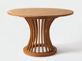 Mesas de jardín de madera 130 x 130 x 75 cm - madera natural - diseño redondo con base central curvada