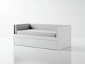 Sofás cama de madera y tejido 205x96x84 cm - blanco y gris claro - cama inferior extraíble y diseño moderno