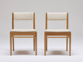 Sillas de comedor de madera 48x52x84 cm - Blanco crema y roble natural - Asiento y respaldo acolchados con diseño abierto