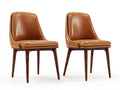 Sillas de comedor de madera y piel sintética 52x57x87 cm - coñac y marrón oscuro - asiento acolchado y respaldo envolvente