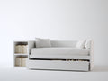 Sofás cama de madera 210 x 100 x 90 cm - blanco - diseño multifuncional con estantería lateral y cama inferior extraíble