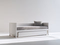 Sofás cama de madera 205 x 95 x 85 cm - blanco y gris claro - diseño moderno con cama extraíble inferior