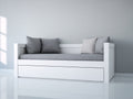 Sofás cama de madera 200 x 100 x 90 cm - blanco y gris - diseño moderno con cama inferior extraíble