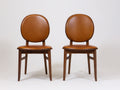 Sillas de comedor tapizadas 50 x 55 x 86 cm - marrón y madera oscura - diseño clásico con respaldo redondo acolchado