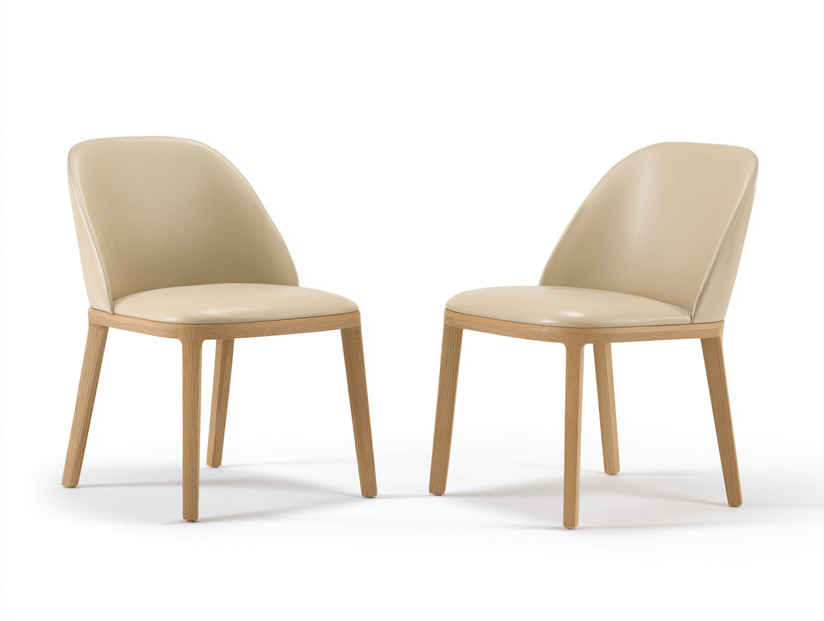 Sillas de comedor de madera 50x55x86 cm - Beige y roble natural - Asiento y respaldo acolchados de diseño moderno