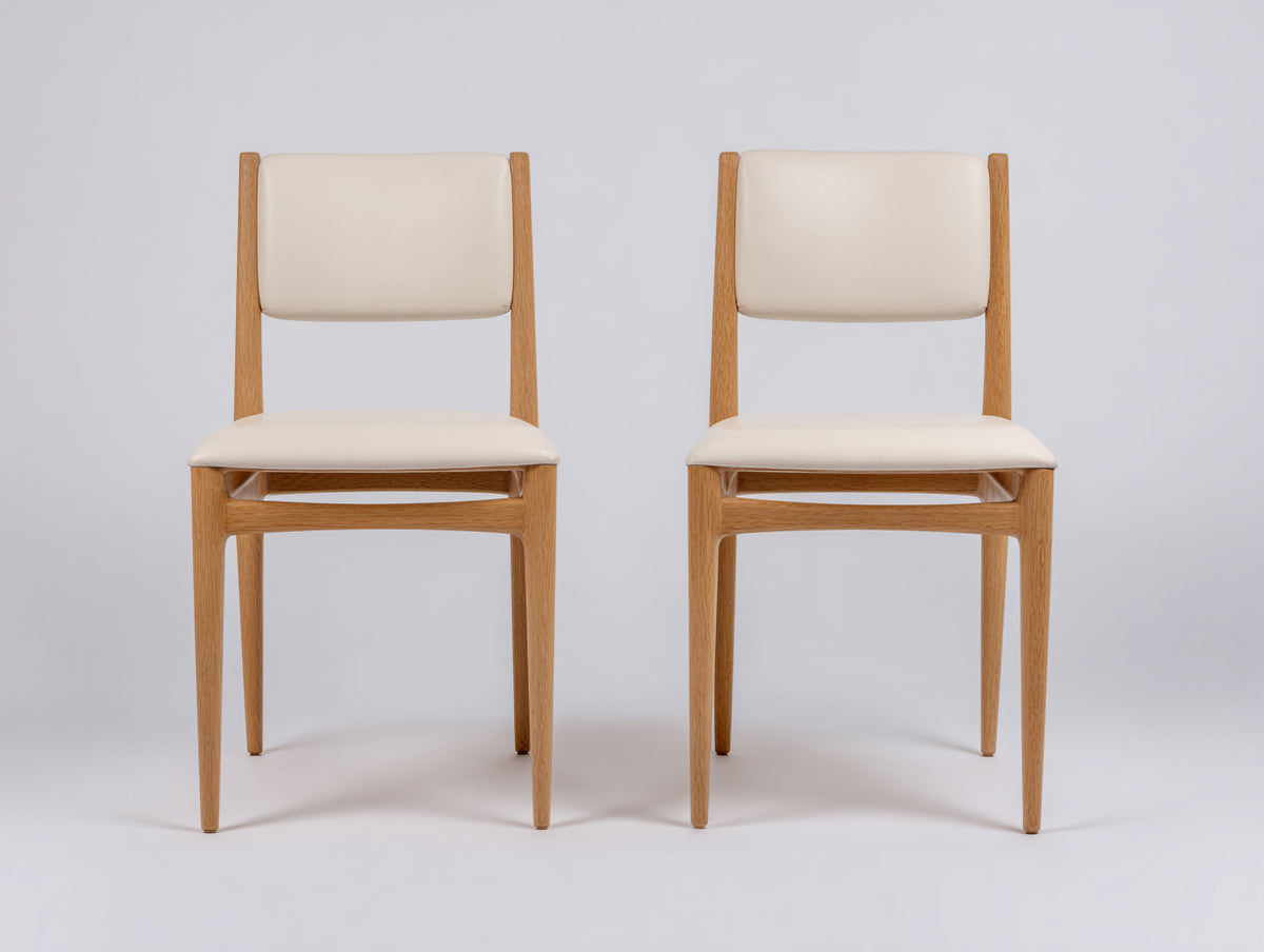 Sillas de comedor tapizadas 50 x 55 x 84 cm - beige y madera natural - diseño moderno con respaldo abierto acolchado