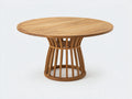 Mesas de jardín de madera maciza 135x135x75 cm - madera natural - tablero redondo de listones y base central abierta