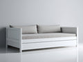 Sofás cama de madera 205x95x85 cm - Blanco y gris claro - Cama nido inferior y diseño moderno
