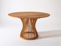 Mesas de jardín de madera 160 x 160 x 75 cm - madera natural - diseño redondo con base central curvada de listones