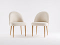 Sillas de comedor tapizadas 53 x 57 x 84 cm - beige y madera natural - diseño moderno con respaldo redondeado