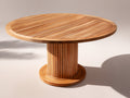 Mesas de jardín de madera 140 x 140 x 76 cm - madera natural - diseño redondo con base central acanalada