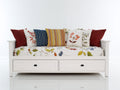 Sofás cama de madera 200 x 90 x 84 cm - blanco y multicolor - diseño funcional con 2 cajones inferiores