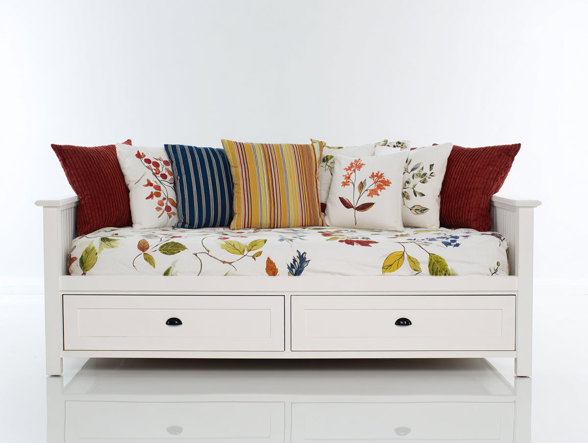 Sofás cama de madera 200 x 90 x 84 cm - blanco y multicolor - diseño funcional con 2 cajones inferiores