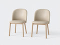 Sillas de comedor tapizadas 52 x 56 x 82 cm - beige y madera natural - diseño moderno con respaldo redondeado