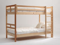 Literas de madera 205x105x170 cm - Madera natural - 2 camas con escalera y barandillas de seguridad