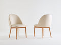Sillas de comedor tapizadas 54 x 58 x 86 cm - beige y madera natural - diseño moderno con respaldo curvo envolvente