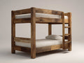 Literas de madera maciza 210x105x170 cm - marrón natural - 2 niveles con escalera integrada y diseño rústico