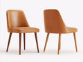 Sillas de comedor tapizadas 52 x 58 x 84 cm - camel y madera natural - diseño moderno con respaldo envolvente