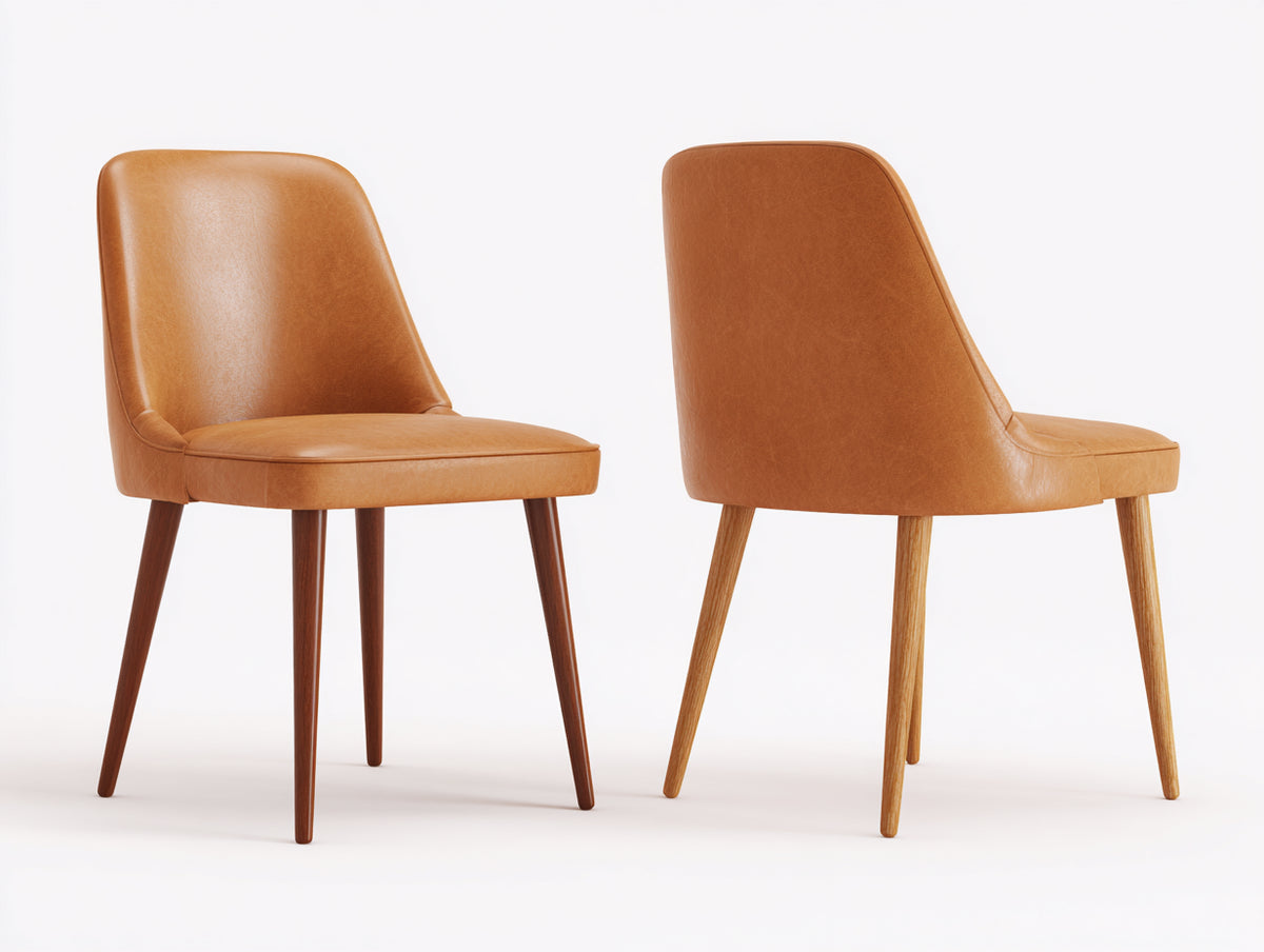Sillas de comedor tapizadas 52 x 58 x 84 cm - camel y madera natural - diseño moderno con respaldo envolvente